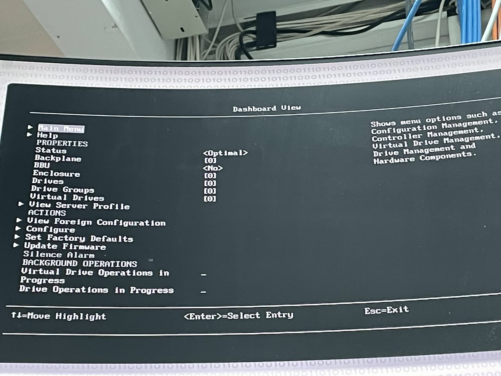 Monitor sa prikazom RAID kontrolera u stanju Optimal